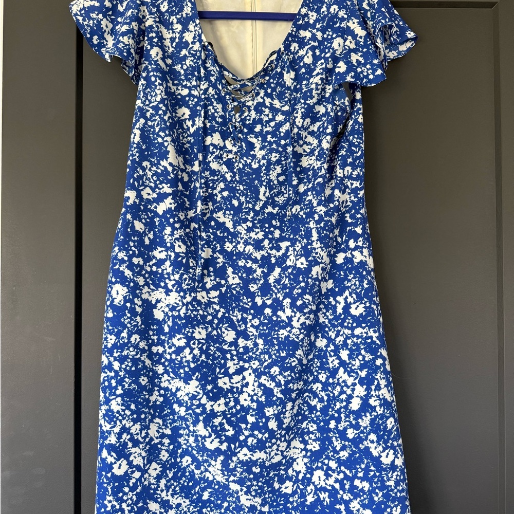 Blue and White Floral Mini Dress